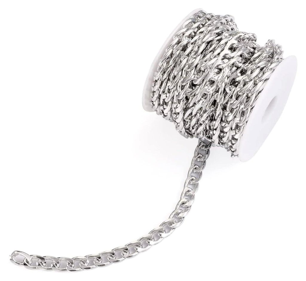 Aluminium Panzerkette, 5 m, 13 x 8 mm, Silber, für Schmuckherstellung, für Heimwerker, Damen- und Herrenarmbänder, Halsketten, Modeschmuck