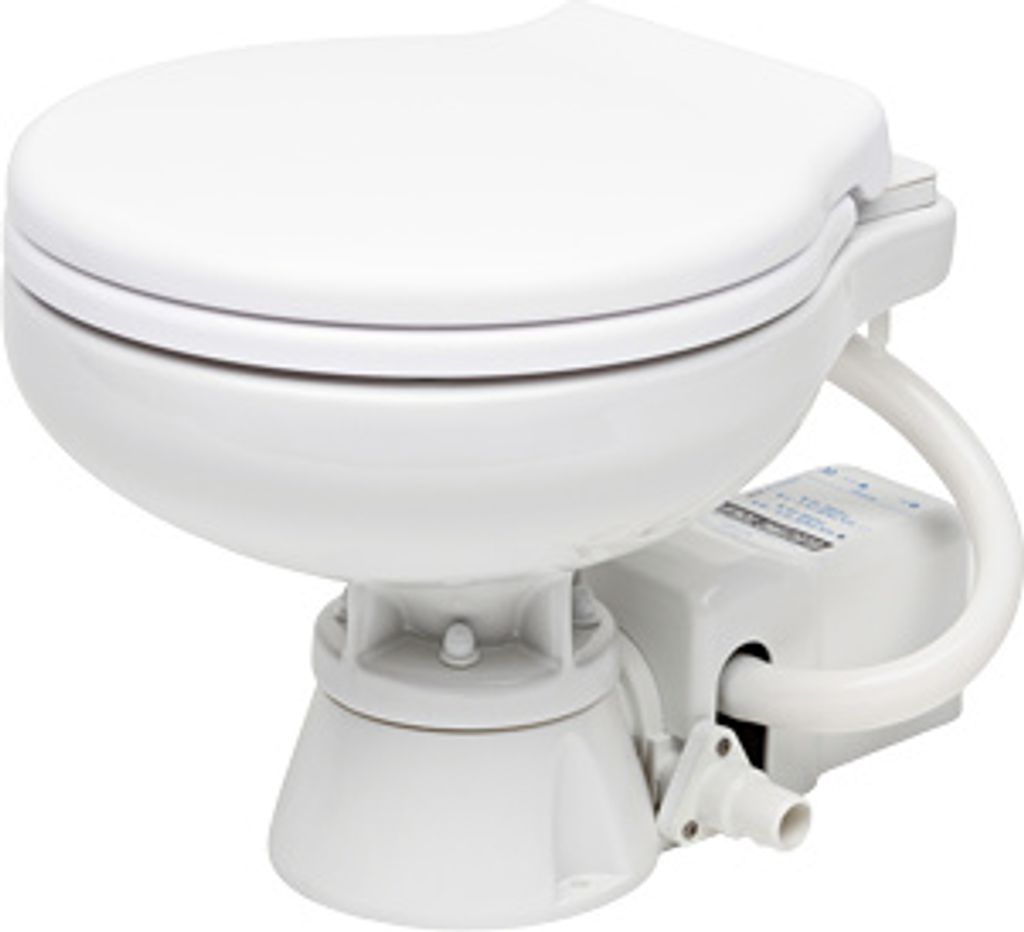 Allpa Space Saver Elektrische Toilette, 24v, Zufuhr Ø19mm, Abfuhr Ø25mm, Gewicht 9kg (Soft-Close)