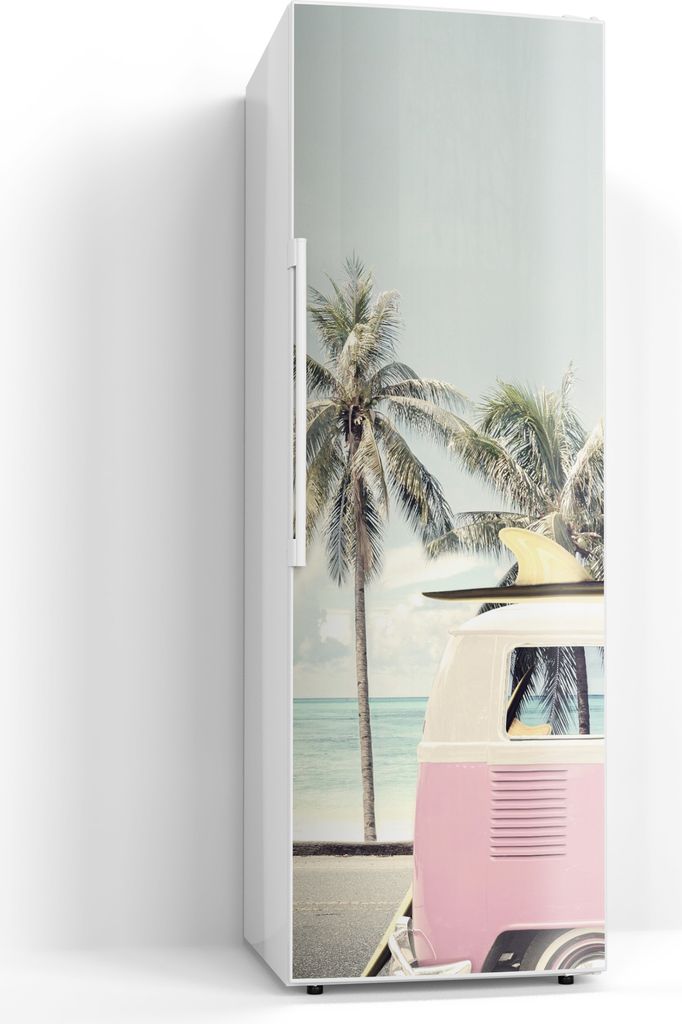 DEQORI Magnetmatte Kühlschrank beschreibbar 60x180 cm 'Retro Wellenreise' Magnetfolie