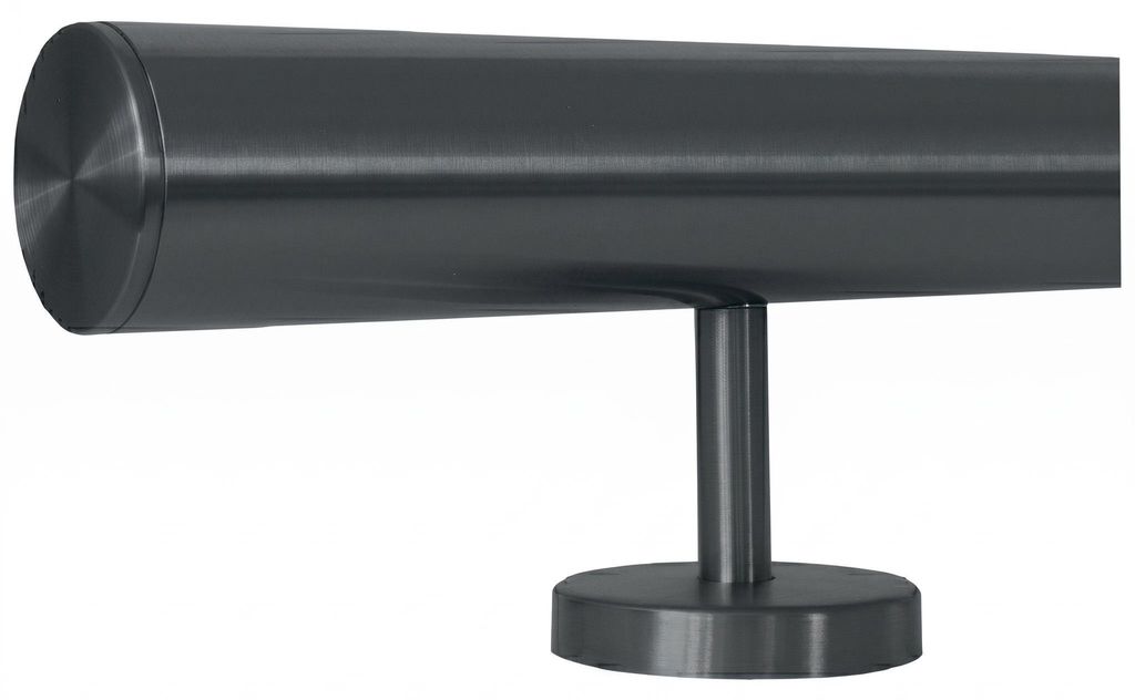 TIBU Handlauf Edelstahl Geländer Ø42,4 Anthrazit 30-600 cm Wandhandlauf Treppe gerade Edelstahlhalter, Variante Länge 430 cm mit 5 Halter und ge...