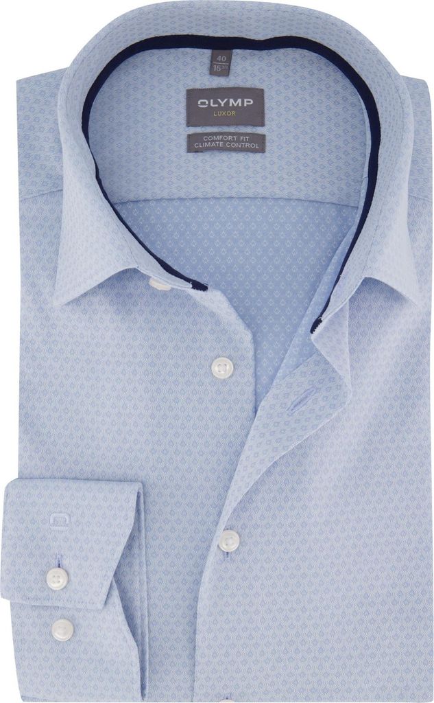 Olymp Hemd hellblau Comfort Fit bedruckt