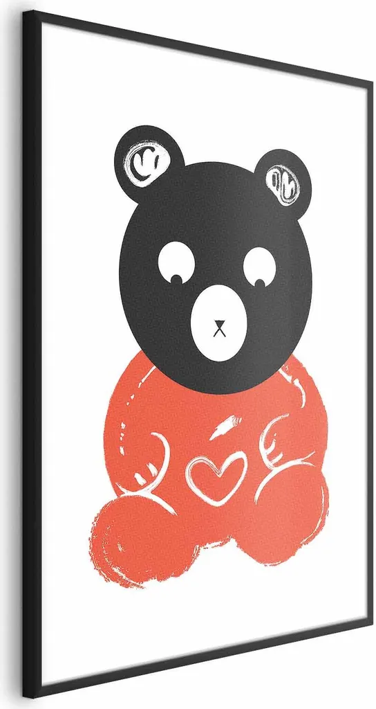 Poster Orsetto 40x60 cm con Cornice Nera e Margine | Arredo Cameretta - 1
