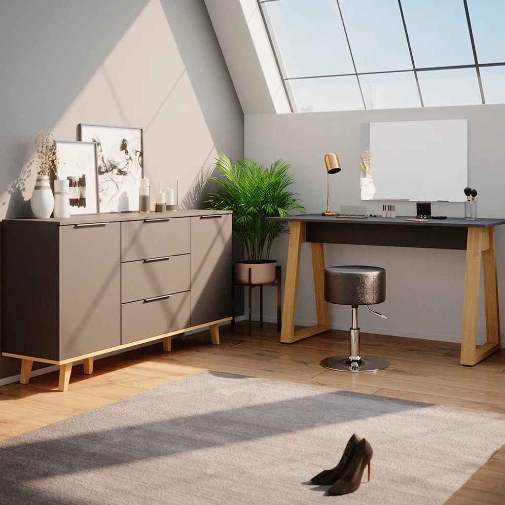 Grande Commode Anthracite 138cm Vicco - Finition Robuste et Design Moderne - 4