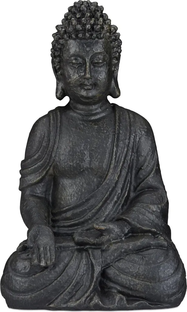 Statue de Bouddha assis 40 cm finition bronze antique pour intérieur