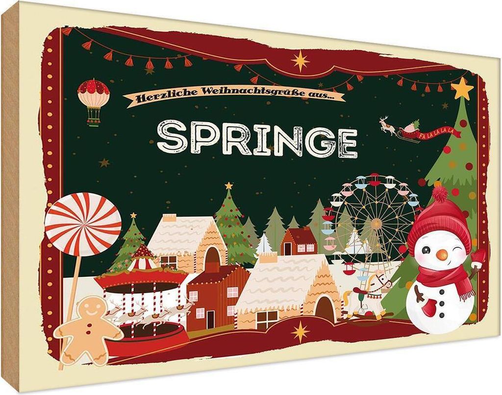 vianmo Holzschild 12x18 cm Weihnachten aus SPRINGE