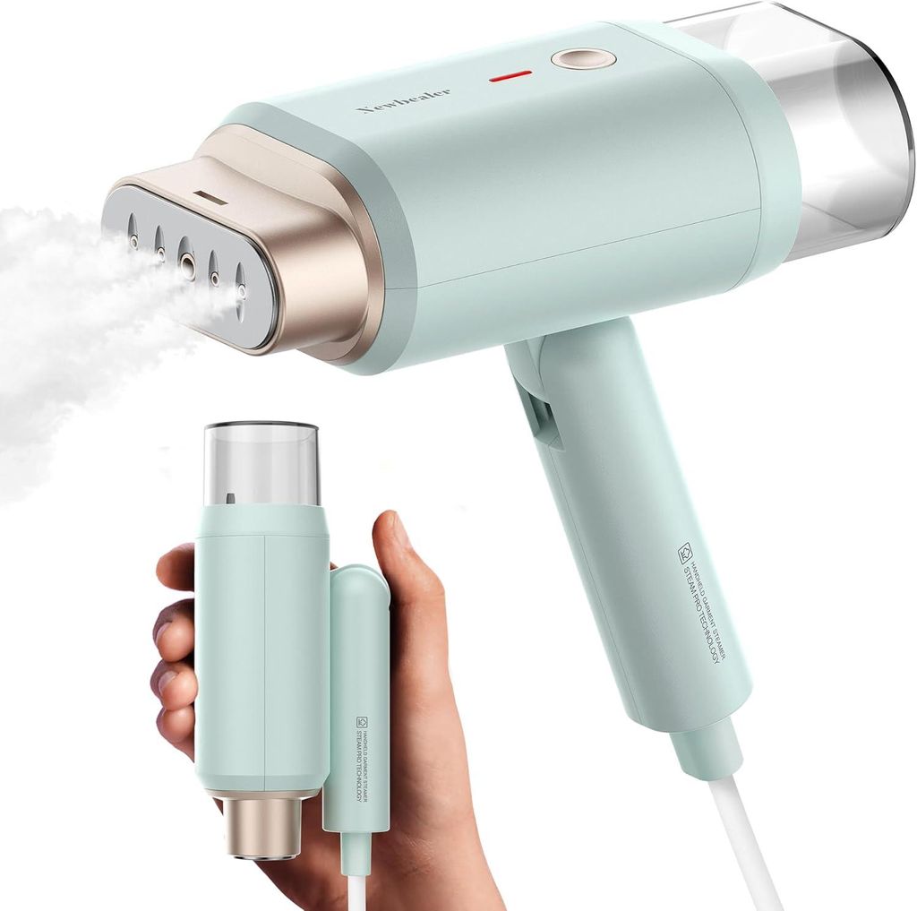 Reisebügeleisen & Steamer 1200W, 2 Dampfstufen, 20s Aufheizen, Kompakt & Tragbar, 180ml Wassertank, Trocken- & Dampfbügeln für Kleidung