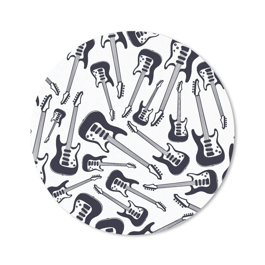MuchoWow Mauspad Mousepad Gitarre - Muster - Schwarz und Weiß 40x40 cm - Mousepads - Maus Mat - Pad - Mausunterlage - Schreibtisch Accessoires