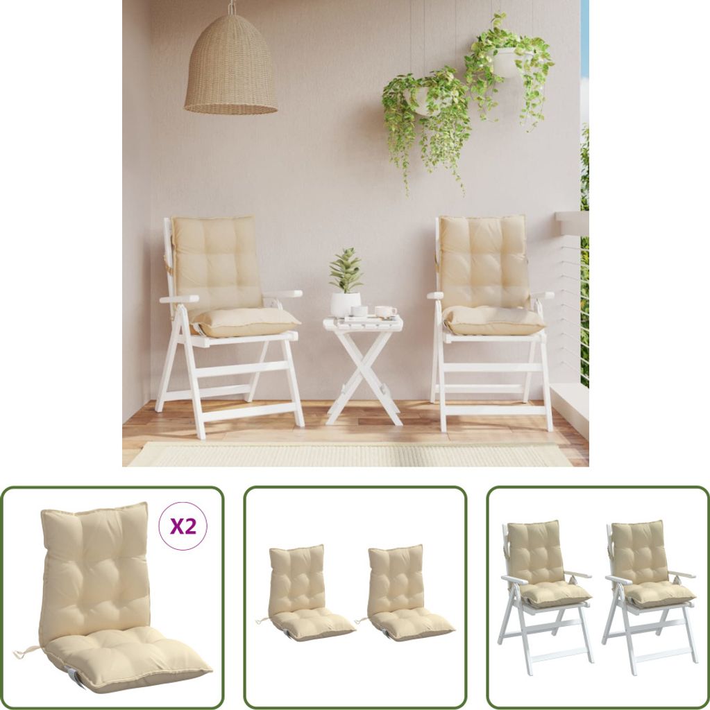 The Living Store Niedriglehner-Auflagen 2 Stk. Beige Oxford-Gewebe