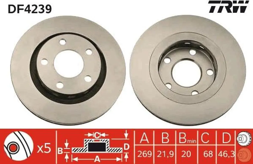 Disque de frein arrière TRW compatible Audi A6 et A8 - Qualité OE