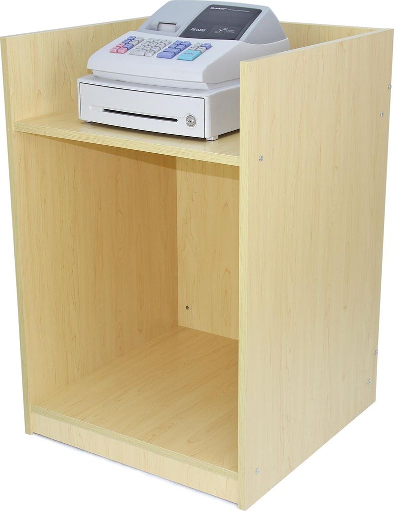 Kassentisch Ahorn TB60 Ladentresen Verkaufseinheit Modulares Möbelstück Empfangstheke Kasse Geschäft 2 Regale Vorderseite geschlossen 60x90x60cm...