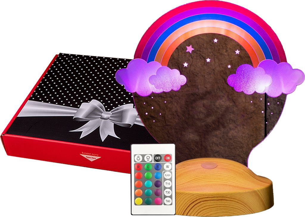 Regenbogen UV Druck 3D Nachttischlampe Taufgeschenk Geburtstagsgeschenk für Mädchen