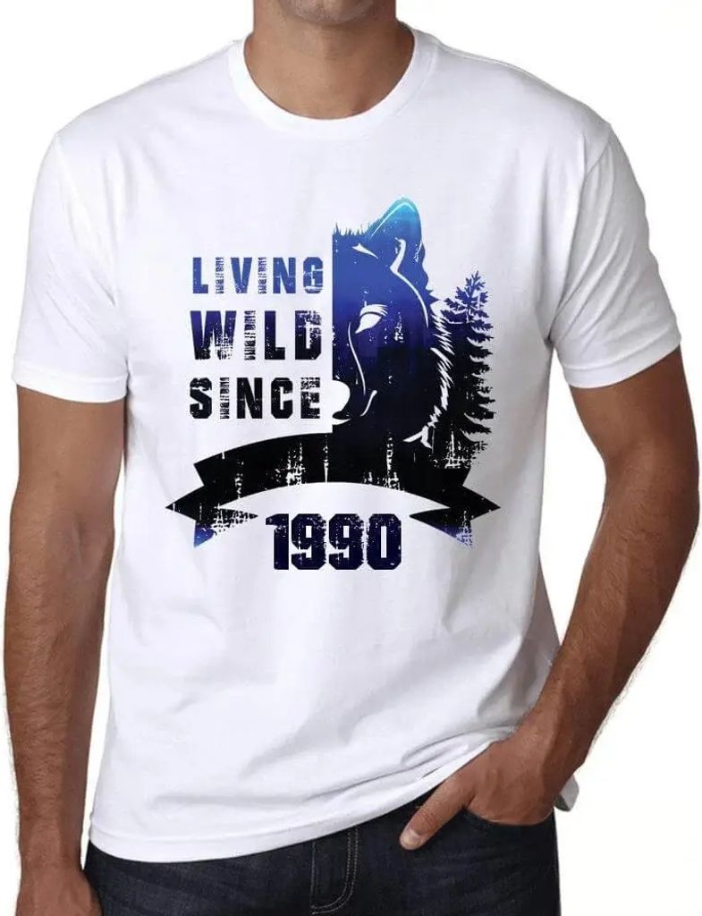 Herren Grafik T-Shirt Wildes Leben seit 1990 – Living Wild Since 1990 – Geschenk 34. Geburtstag Jahrestag 34 Jahre Jubiläum 34 Jährige Mann J...