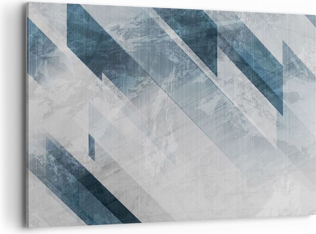 Bild auf Leinwand - Leinwandbild - Einteilig - Blau Weiß Figuren - 100x70cm - Wand Bild - Wanddeko - Wandbilder - Leinwanddruck - Bilder - Wanddek...
