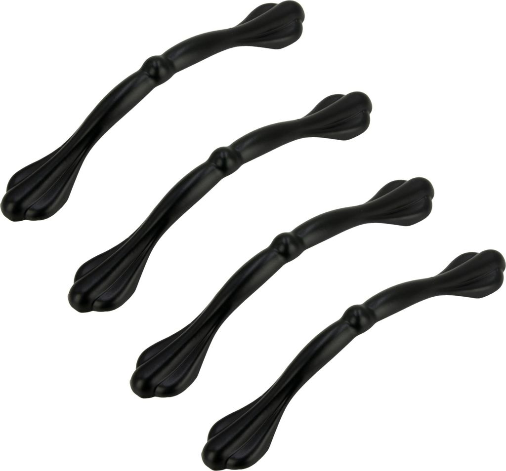 4er Set Mattschwarze Möbelgriffe 96 mm aus Aluminium für Küche und Möbel, elegantes Design, inklusive Montageschrauben