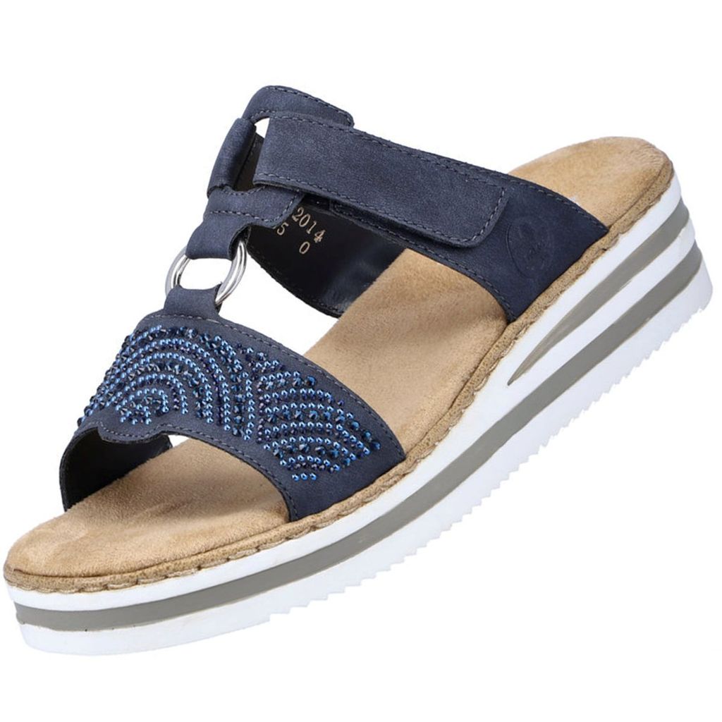 Rieker Komfort Pantoletten Damen 362D5630363230 Blau 41 EU
