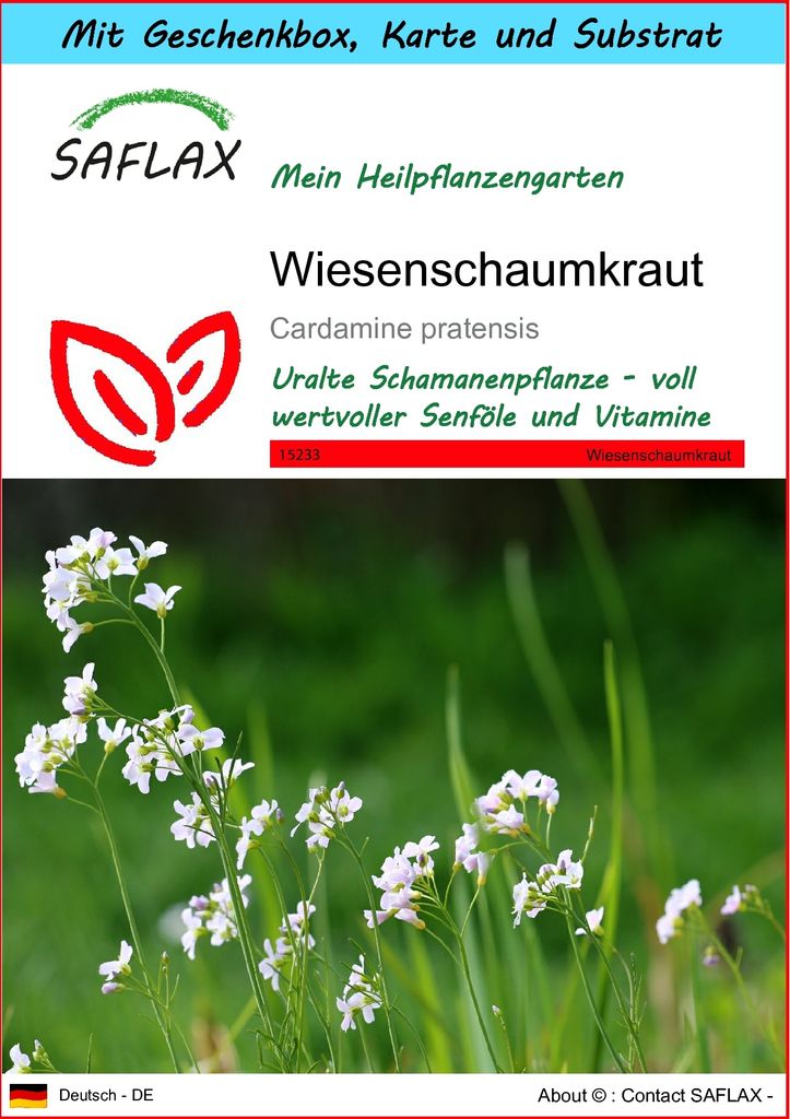 SAFLAX - Geschenk Set - Heilpflanzen - Wiesenschaumkraut - 100 Samen - Mit Geschenk- / Versandbox, Versandaufkleber, Geschenkkarte und Anzuchtsubst...