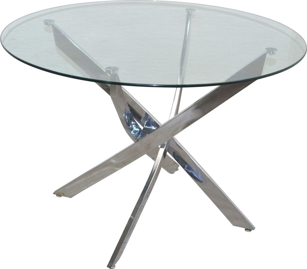 4-Fuß-Esstisch mit Ø110 cm Glasplatte Produktbild 