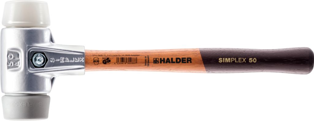 HALDER SIMPLEX TPE-Hammer mittel / Superplastik mit Aluminiumgehäuse und Holzstiel - D=30 mm - 3137.030