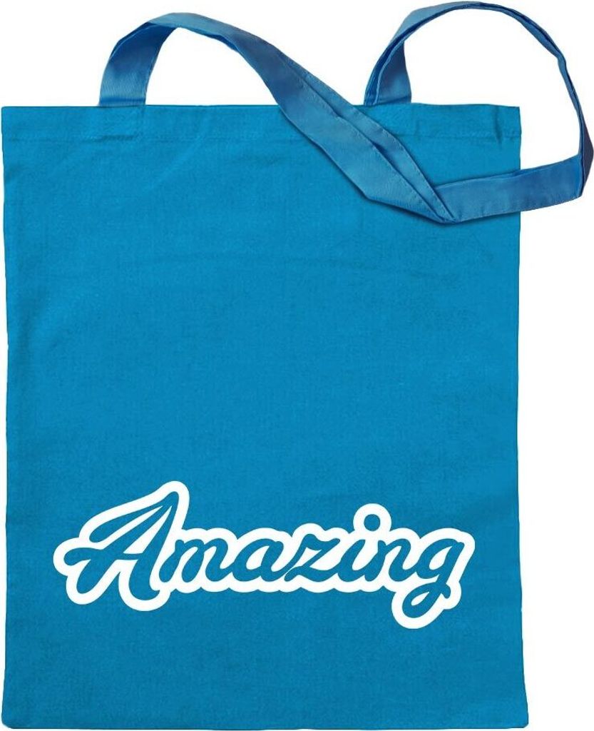 Kiwistar - Baumwolltasche - hellblau - Amazing unglaublich - Tragetasche Stoffbeutel Umhängetasche Langer Henkel