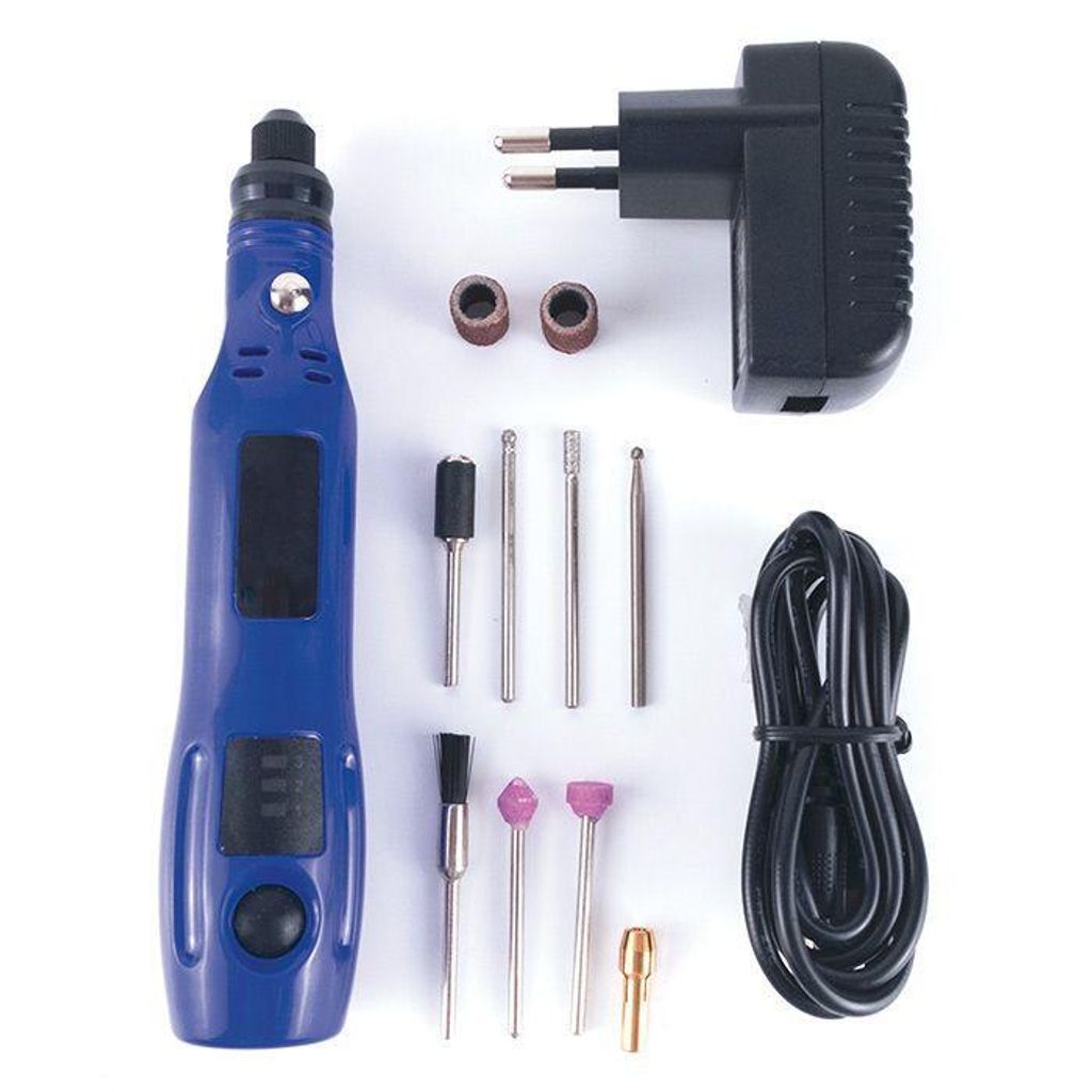 Leichtes, ergonomisches Gravur-Set kabellos, 3 Geschwindigkeiten, 10 Spitzen