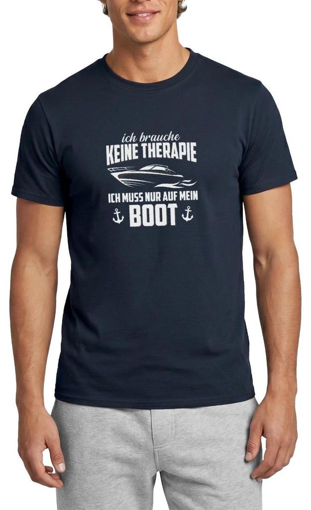 Spreadshirt Boot Kapitän Bootsfahrer Keine Therapie Geschenk Spruch Männer T-Shirt, XL, Navy