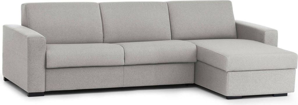 Schlafsofa Dabala, Ecksofa, 100% Italy, Sofa mit Drehöffnung, mit Wendebehälter Halbinsel, mit schmalen Armlehnen, Cm 260x95h90, Grau