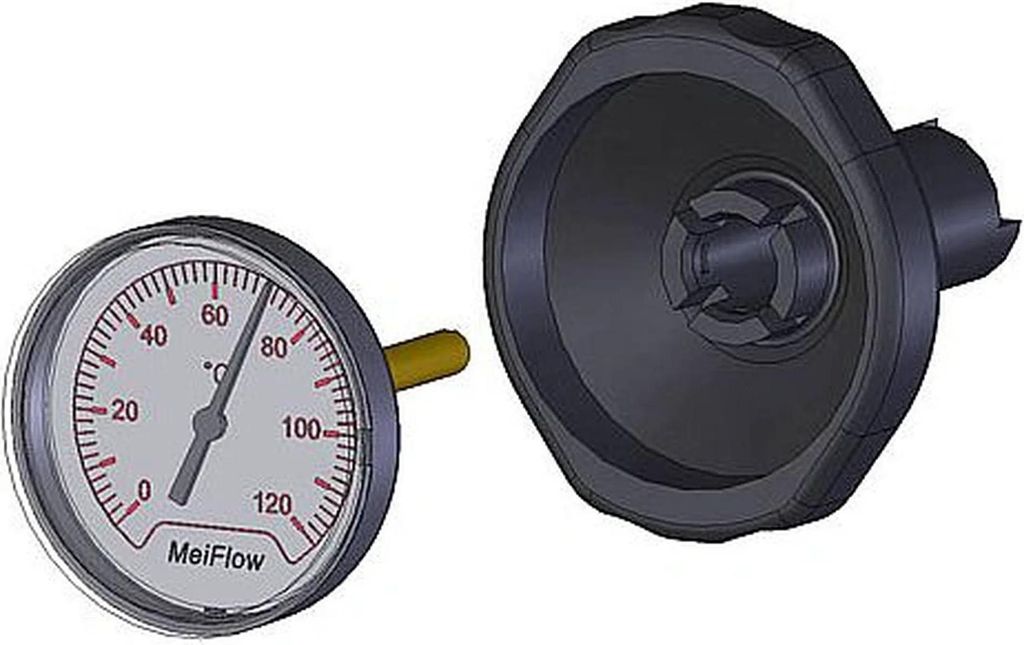 Aalberts MeiFlow Top rukojeť, teploměr, modrá, 1 ks. Obrázek produktu 