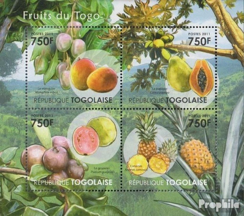 Briefmarken Togo 2011 Mi 4112-4115 Kleinbogen (kompl.Ausg.) postfrisch Früchte