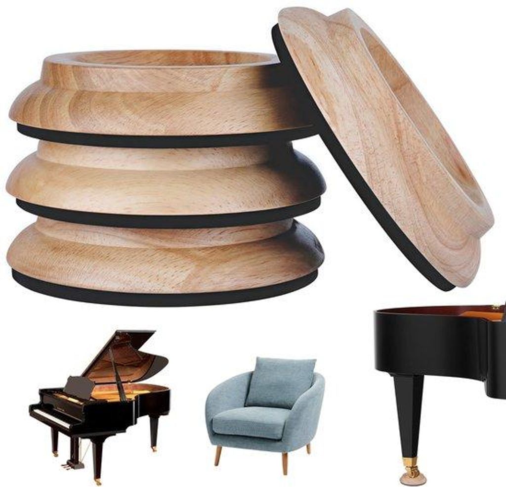 4 Stück Piano-Untersteller: Holz-Meubel-Untersteller, rund, Produktbild 