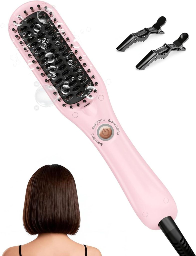 Mini Glättbürste Bürste Glätteisen & Haarbürste 2in1 für Produktbild 