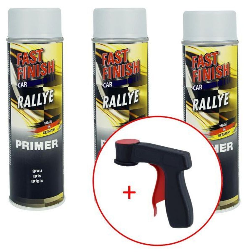FastFinish Fast Finish Rallye Haftgrund grau 3x 500 ml. + 1 Spraydosen Handgriff