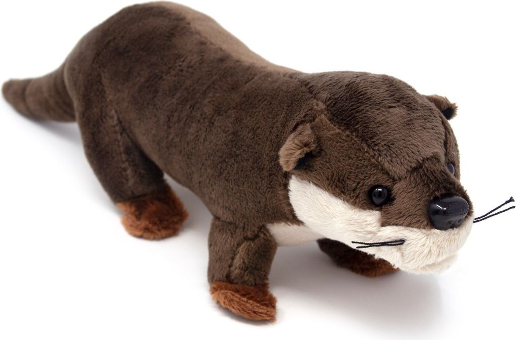 A plush toy otter on a white background.