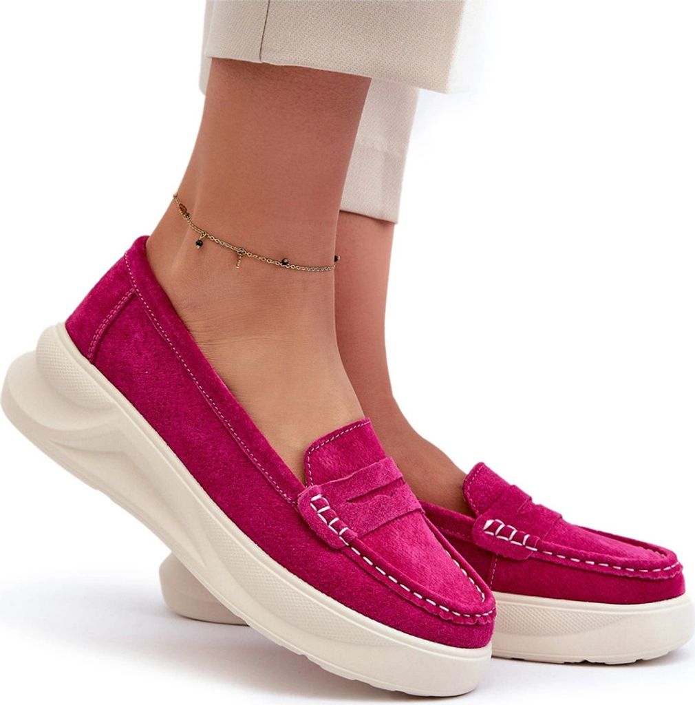Zamszowe Damskie Mokasyny Fuksja Filidia 36 Zdjęcie produktu 