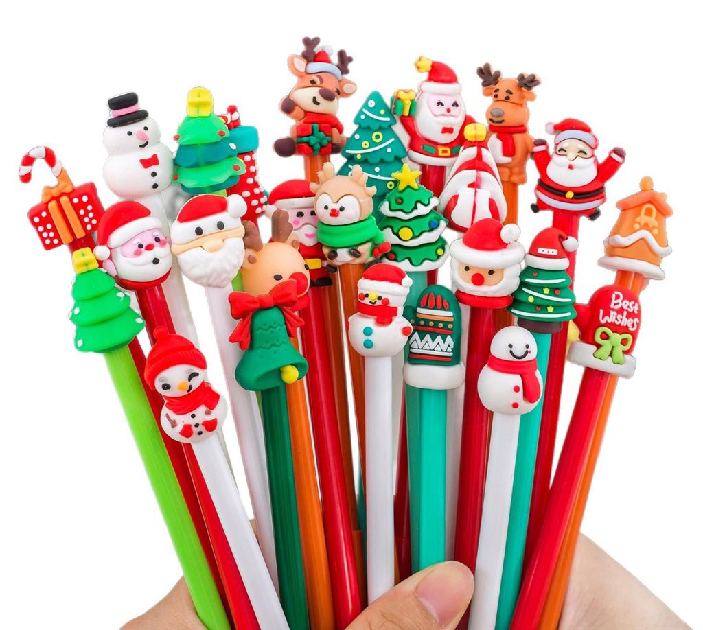 10/20 Stück Weihnachts-Gelschreiber mit Hirsch-, Schneemann- und Weihnachtsmannmotiven, Gelschreiber für Kinder, Schulbedarf, Gastgeschenke für ...