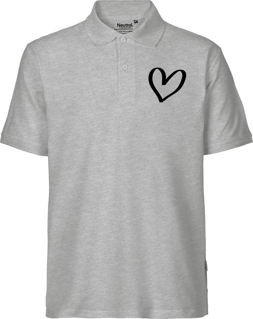 Huuraa Herren Polo Shirt Herz Heart M Sport Grey Bio Baumwolle Fairtrade Poloshirt Geschenkidee