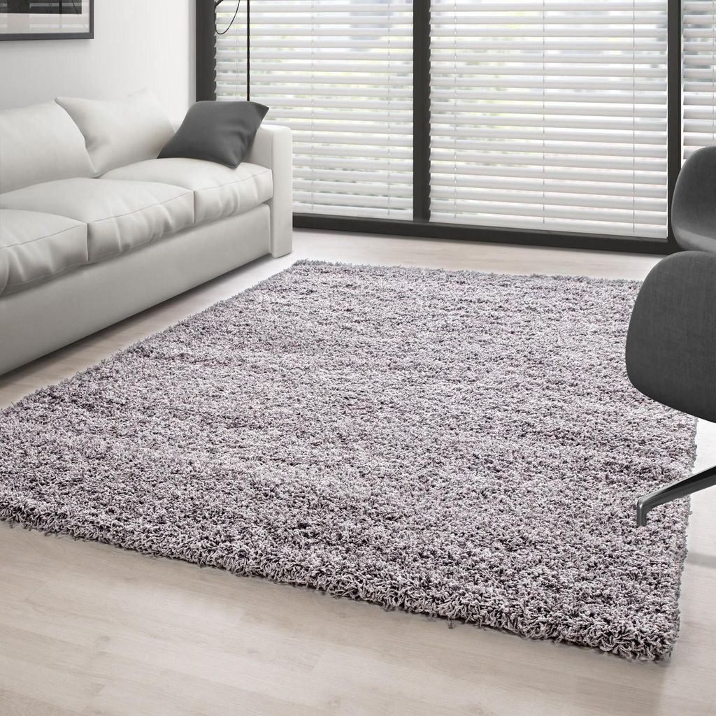 Hellgrauer Hochflorteppich, weich und flauschig, 30 mm Florhöhe, für Wohn- und Schlafzimmer 100 x 200 cm