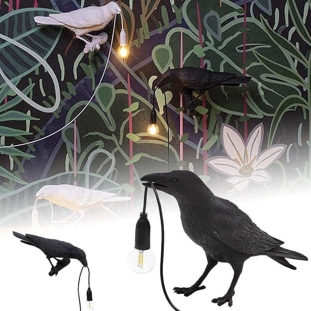 LED Nachttischlampe Vögel Schreibtisch Lampe,Harz Nachtlicht,Wandleuchte mit Glühbirne