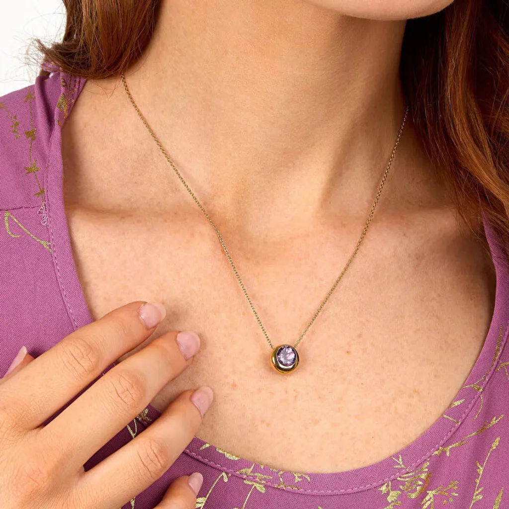 Collier améthyste semi-précieuse et chaîne dorée - Bijouterie Femme