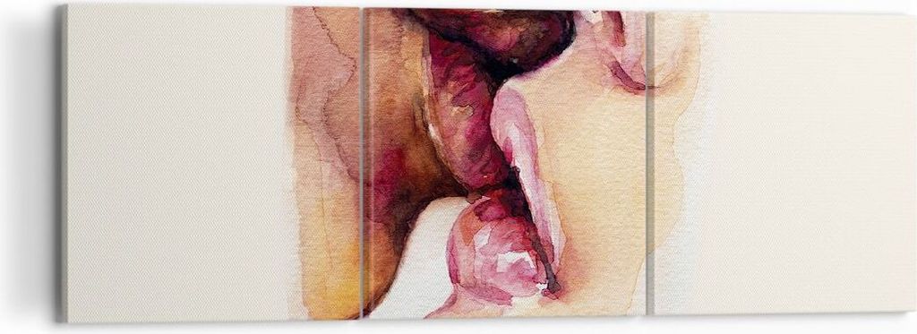 Bild auf Leinwand - Leinwandbild - 3 Teile - Kuss Mund Paar - 120x40cm - Wand Bild - Wanddeko - Wandbilder - Leinwanddruck - Bilder - Wanddekoratio...