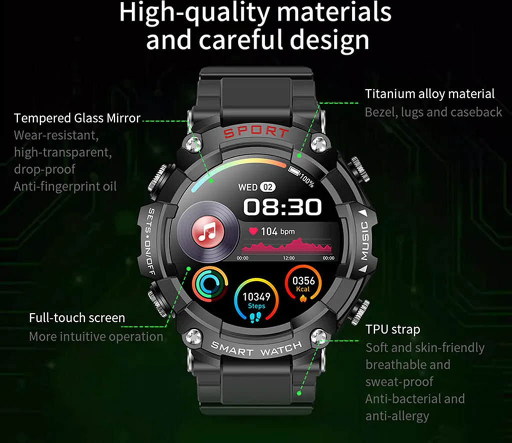 Smartwatch Sportivo T96 + Cuffie Wireless | Monitor Salute IP67 - 5