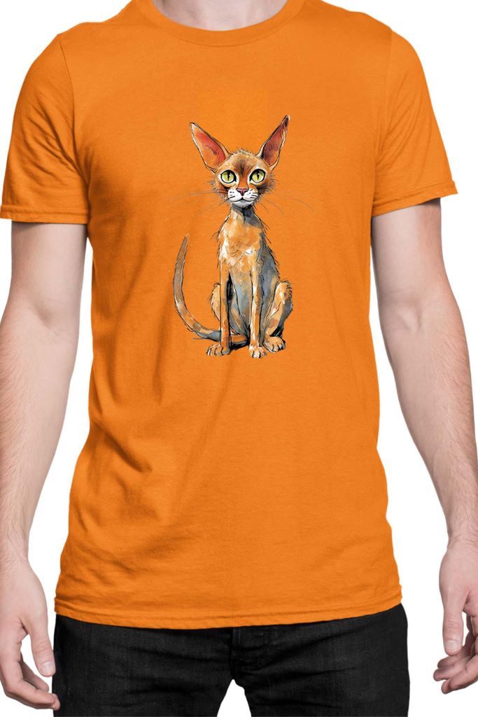 Herren T-Shirt Funny Cats Breeds Abyssinian Cat 006, Man 3XL / Orange