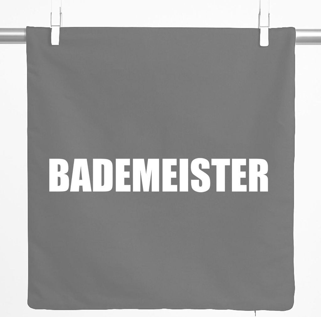 Huuraa Kissenbezug Bademeister Schriftzug 40x40cm Steel Grey Baumwolle Dekokissenbezug Geschenkidee