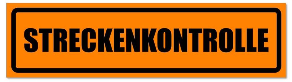 Kiwistar - Autoaufkleber - Orange - Schwarz - 45 x 12 cm - Streckenkontrolle invertiert - Hinweis Aufkleber Sticker für Auto, Kfz, Fahrrad, PKW, LKW