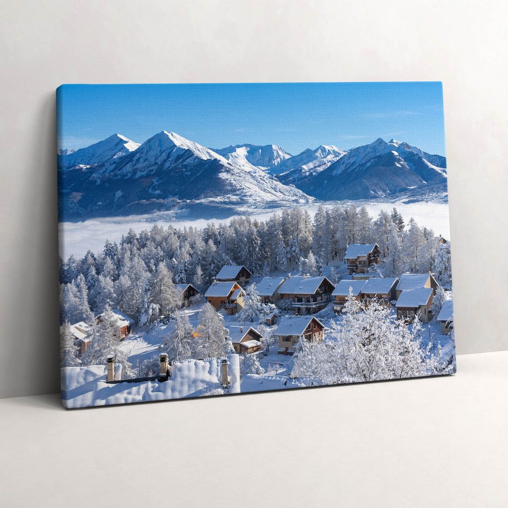 Gelegentlicher Schnee in den Alpen – Leinwandbild Wandbild – 80x60 cm – Leinwandbilder – Wandbilder – Schlafzimmer – Flur