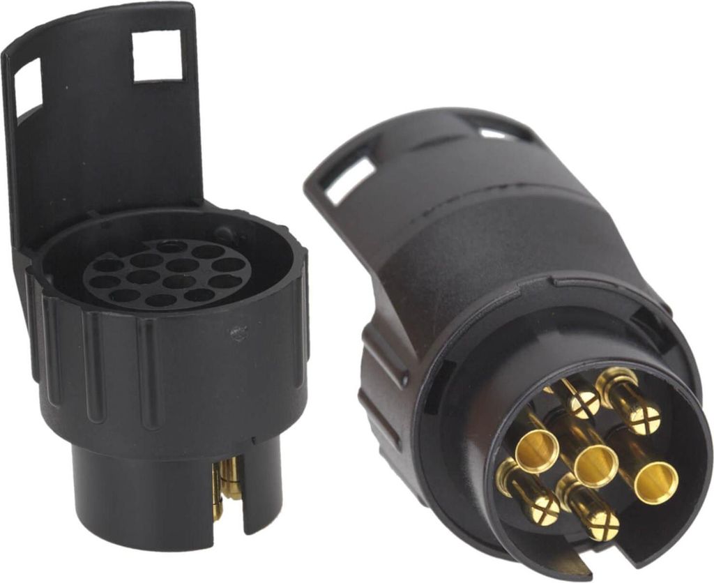 2er Set KFZ Anhänger Adapterstecker 7-polig (Auto) auf 13-polig (Anhänger) Adapter Stecker