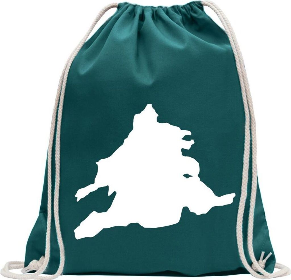 Kiwistar - Turnbeutel - petrol - Walchensee - Deutschland - See - Fun Rucksack Sport Beutel Gymsack Baumwolle mit Ziehgurt