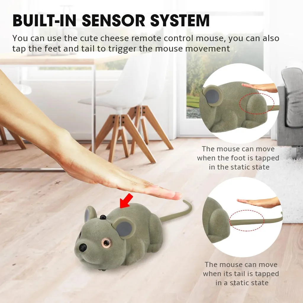 Souris Interactive Électrique pour Chat Rechargeable Grise Résistante - 4