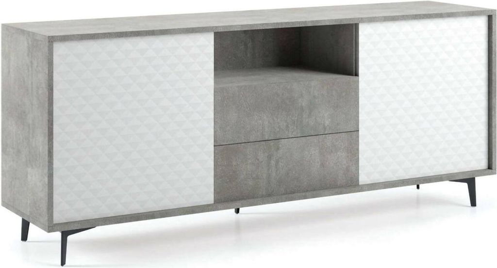 Kommode Ddiges, Buffetschrank mit 2 Türen und 2 Schubladen, Elegantes Sideboard für das Wohnzimmer, Fernsehschrank, 100% Italy, 184x45h77 cm, We...