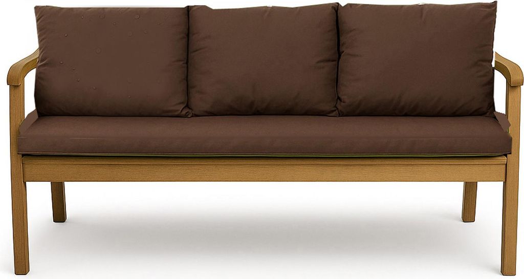Gartenkissen Set braun – 140x60 + 3x50x56 cm Gartenkissen für ein 2-3-Sitzer-Sofa Weiche Auflagen für Rattan/Polyrattan – Abnehmbare Bezüge