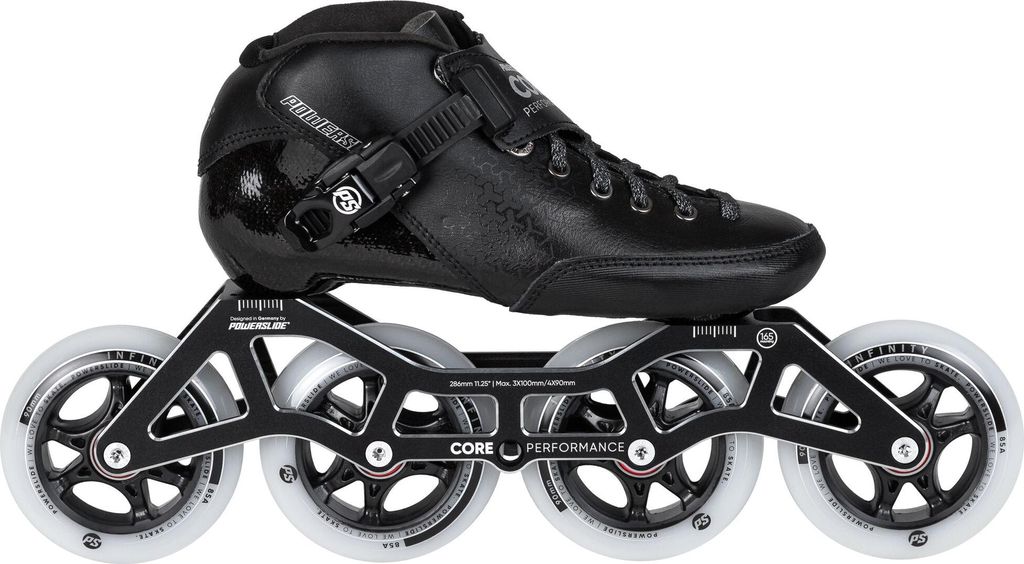 Powerslide Speedskate Core Performance Black 4X90, für Racing, für Mädchen und Jungen